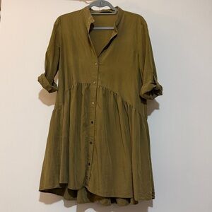 Zara | Khaki Long Sleeve Mini Dress M